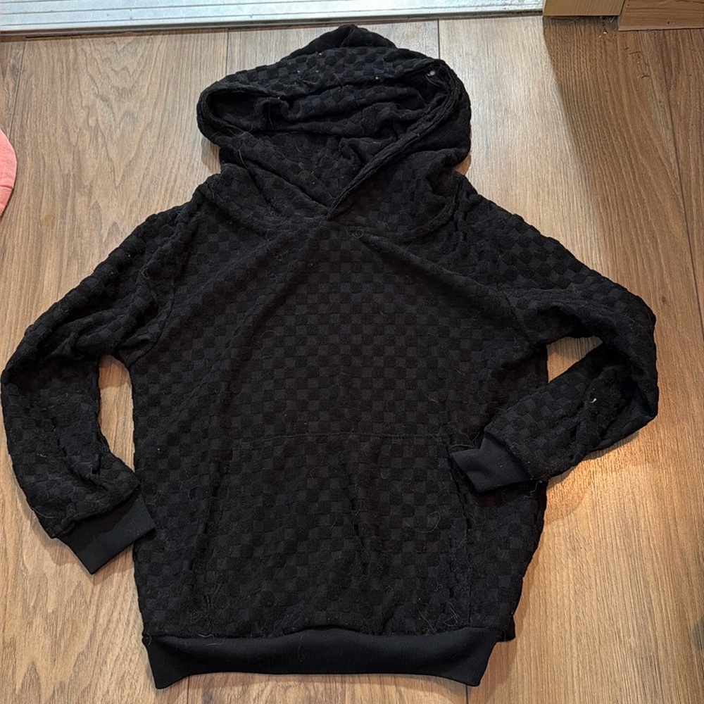George Hats Black Terry Check Sweatshirt